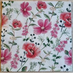 Serviette Blumen rot/pink