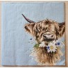 Serviette " Hochlandrind mit Blumen "