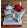 Teelichtdeko mit Trockenblumen rot