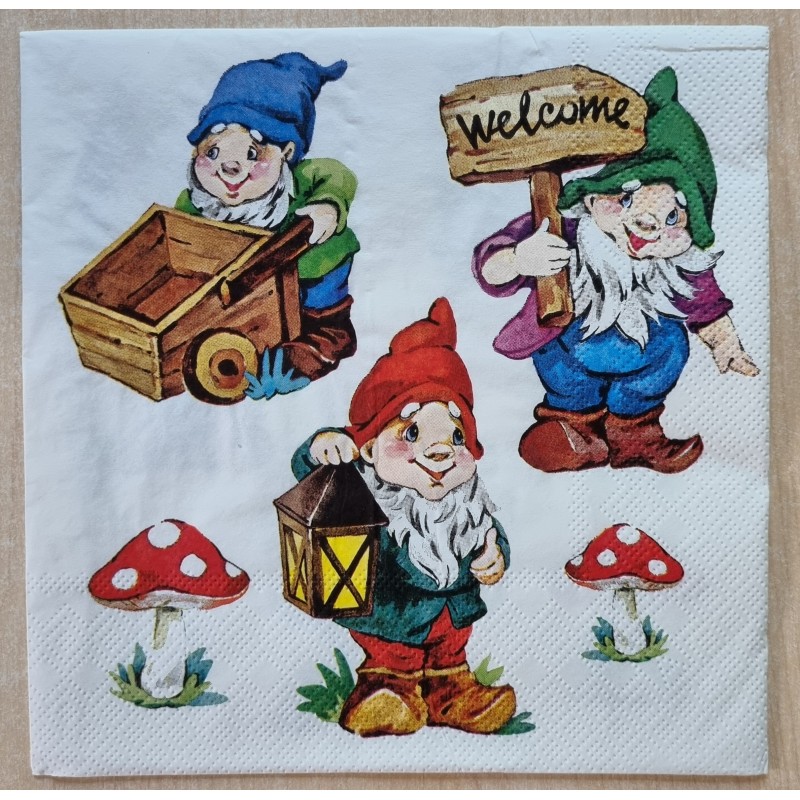Serviette Gartenzwerge