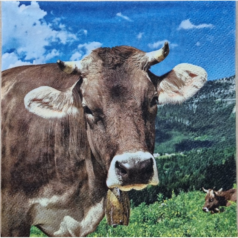 Serviette Kuh blau/grün
