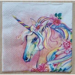 Serviette Einhorn regenbogen farbig