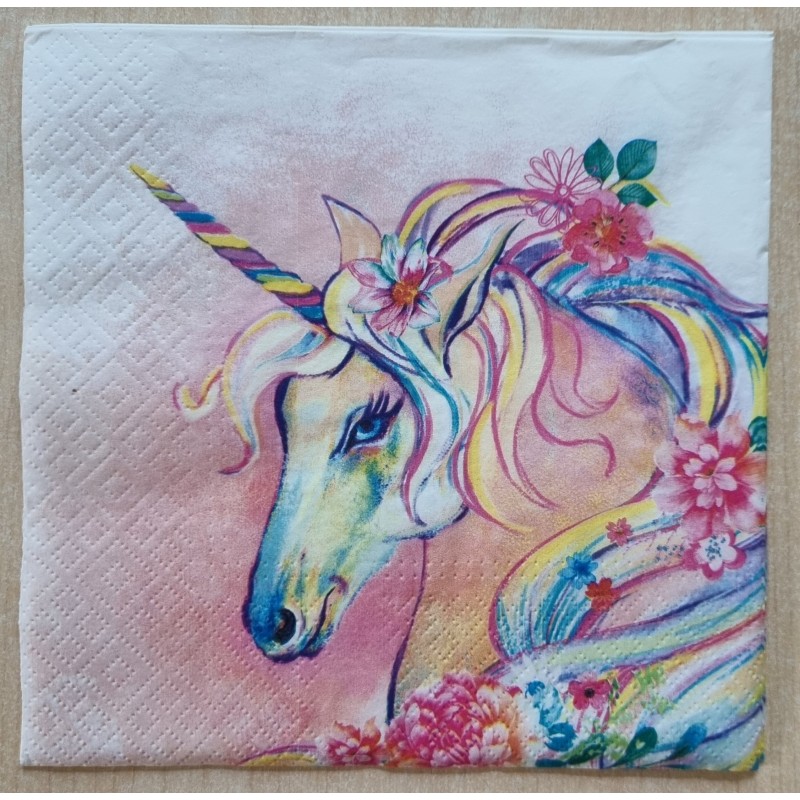 Serviette Einhorn regenbogen farbig