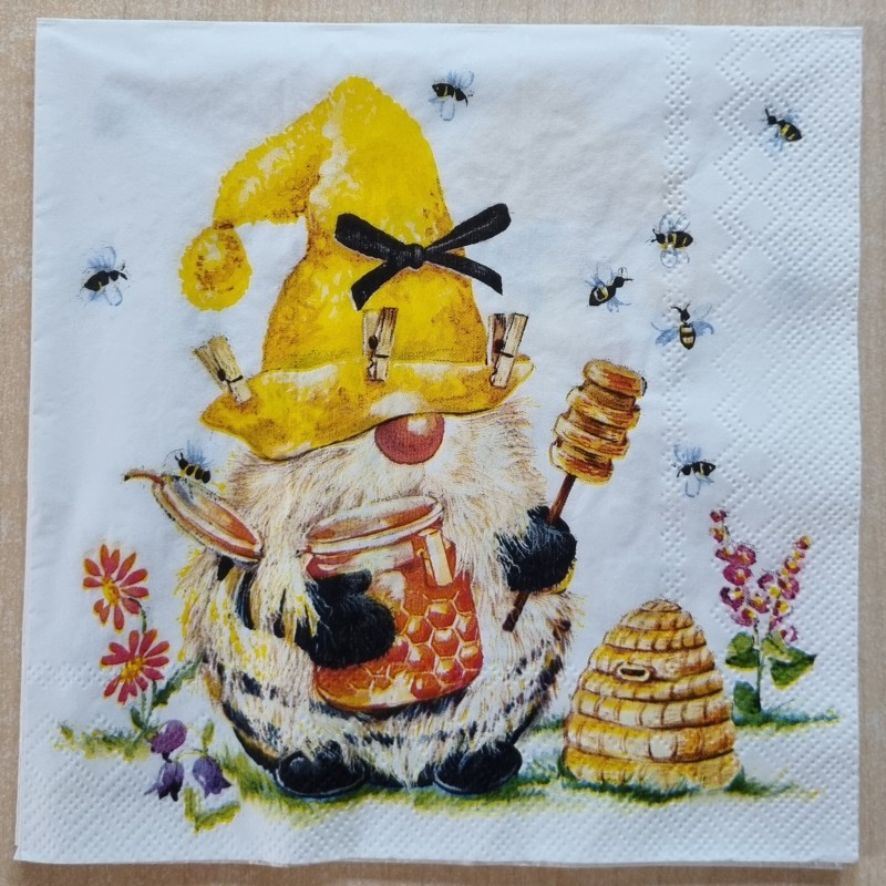 Serviette Wichtel/Bienen
