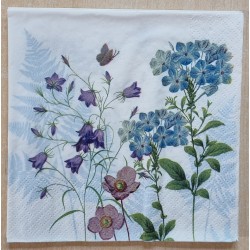 Serviette Blumen blau/violette