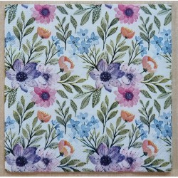 Serviette Blumen pink/rosa/violette