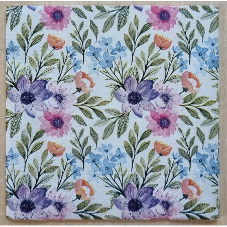 Serviette Blumen pink/rosa/violette