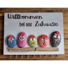 Schlüsselbrett Lustige Hühner/Willkommen