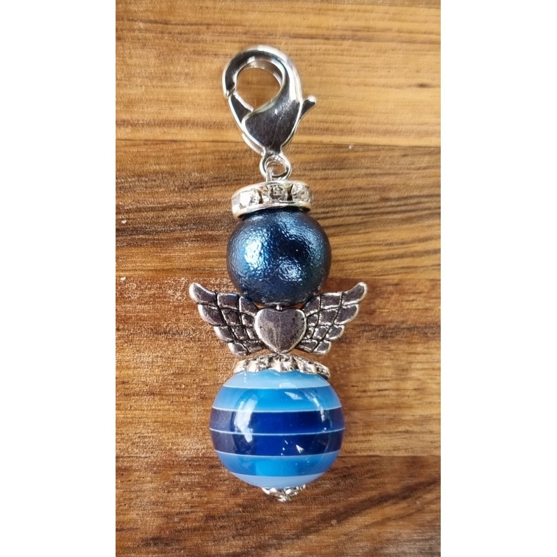 Perlen Engel blau matt