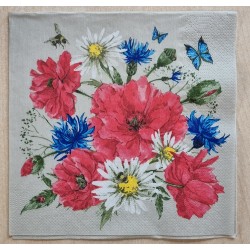 Serviette Kornblumen/Mohnblumen