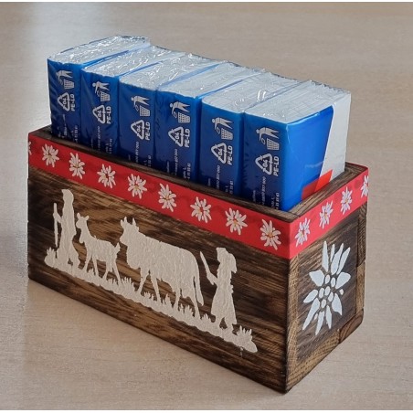 Taschentuch Böxli geflammt Alpaufzug/Band Edelweiss rot