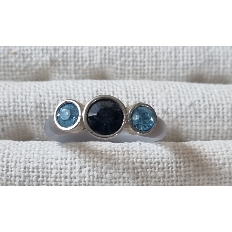 Ring mit Swarovski Steinen türkis/hellgrau
