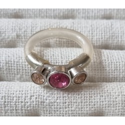 Ring mit Swarovski Steinen rosa/transparent