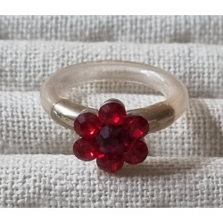 Ring mit Swarovski Steinen Blume rot/transparent