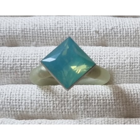 Ring mit Swarovski Steinen Quadrat mint/hellgrau
