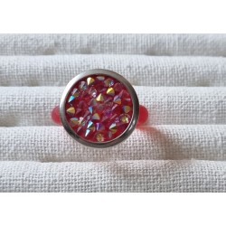 Ring mit Swarovski Steinen gross Rund rot
