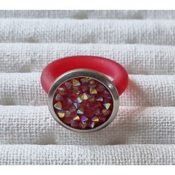 Ring mit Swarovski Steinen gross Rund rot