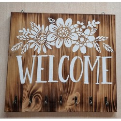 Schlüsselgarderobe " Welcome " geflammt