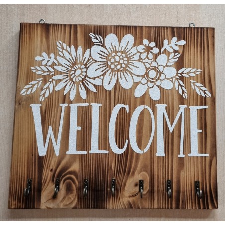 Schlüsselgarderobe " Welcome " geflammt