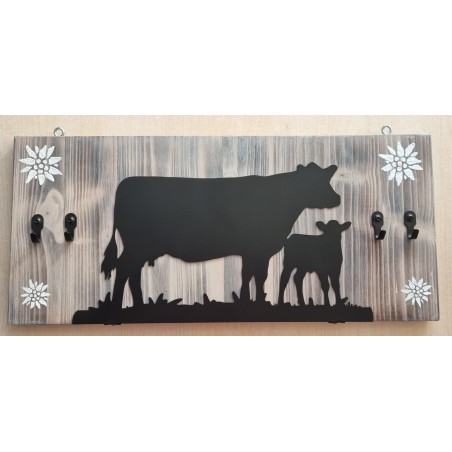 Schlüsselgarderobe Kuh mit Kalb geflammt/creme