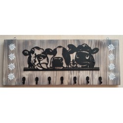 Schlüsselgarderobe Drei Kuhköpfe geflammt/creme