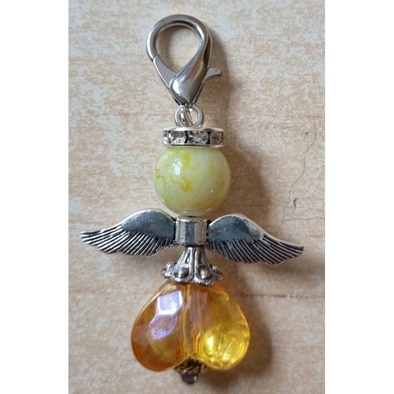 Herz Perlen Engel transparent/gelb