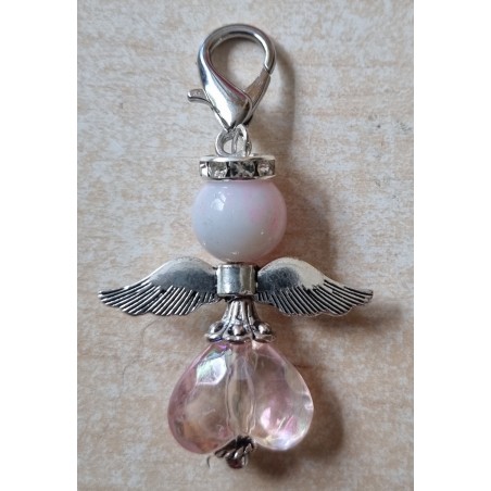 Herz Perlen Engel transparent/blass rosa