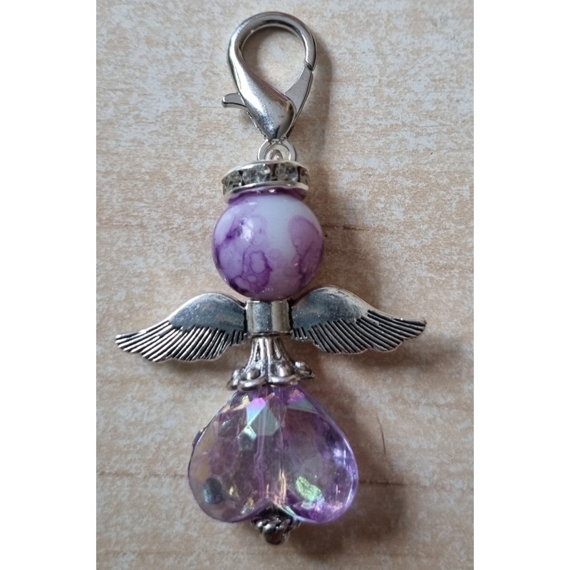 Herz Perlen Engel transparent/flieder