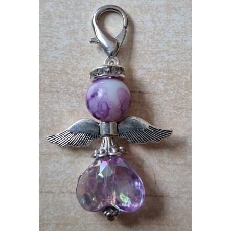 Herz Perlen Engel transparent/flieder