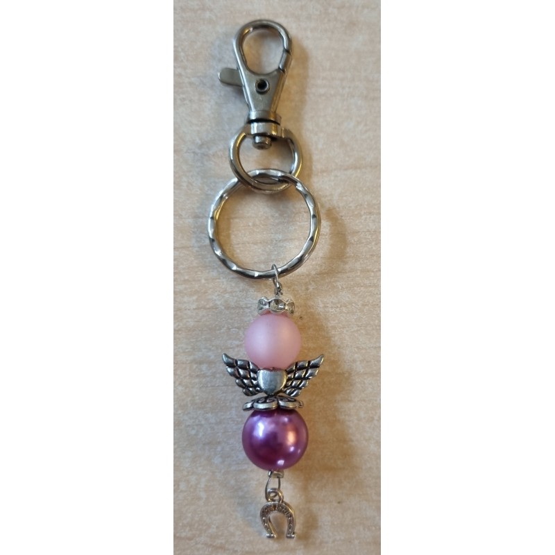 Schlüsselanhänger Engel/Hufeisen magenta