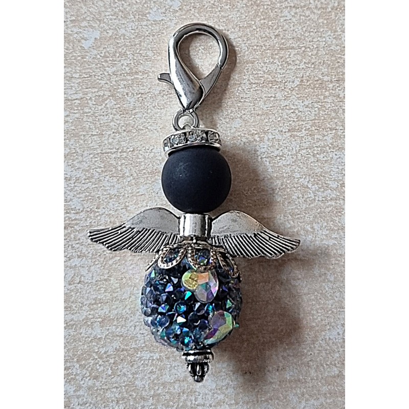 Perlen Engel glitzer/Herz schwarz