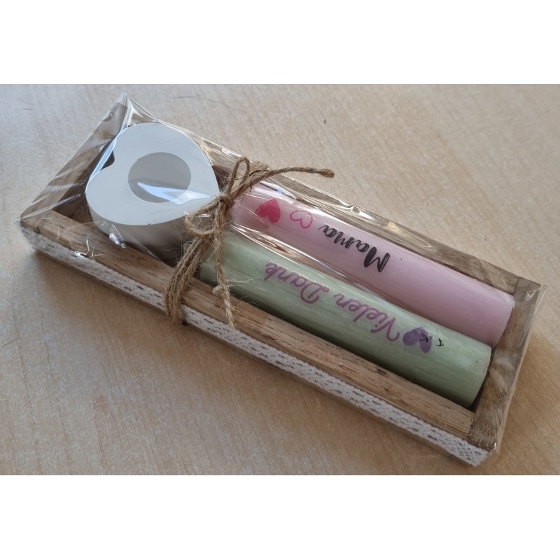 Kerzen Set " Danke/Mama " mint/rosa