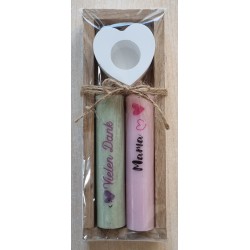 Kerzen Set " Danke/Mama " mint/rosa