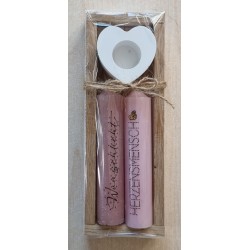 Kerzen Set " Wunschlicht/Herzensmensch " rosa/altrosa