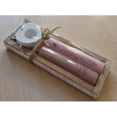 Kerzen Set " Wunschlicht/Herzensmensch " rosa/altrosa