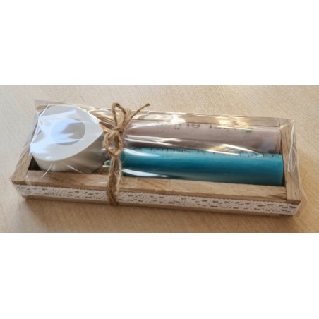 Kerzen Set " Geburtstagskerze/Viele Glück " türkis/taupe