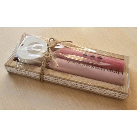 Kerzen Set " Lieblingsmensch " altrosa/pink