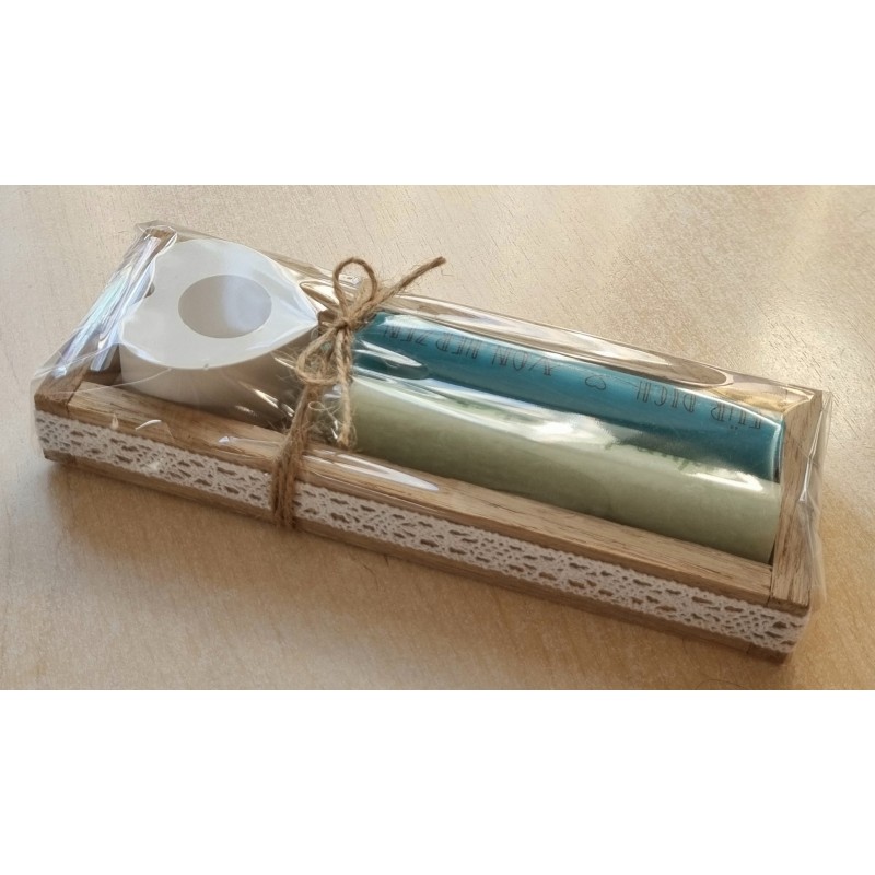 Kerzen Set " Wundernerze/Für Dich von Herzen " mint/türkis