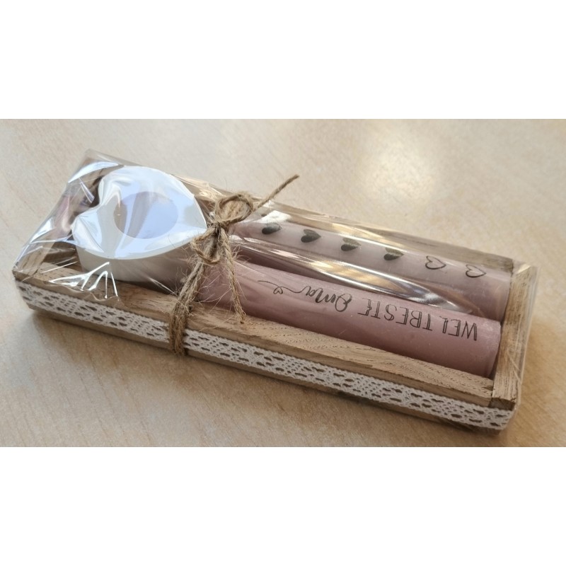 Kerzen Set " Weltbeste Oma "  rosa/altrosa