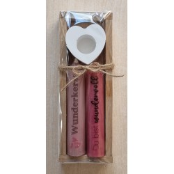 Kerzen Set " Wunderkerze/Du bist Wundervolle "  altrosa/pink