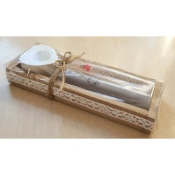 Kerzen Set " Von Herzen Danke/Glückskerze "  grau/blassrosa