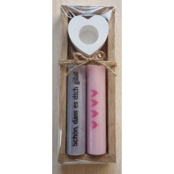 Kerzen Set " Schön, dass es Dichgibt "  grau/rosa