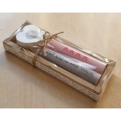 Kerzen Set " Schön, dass es Dich gibt "  grau/rosa