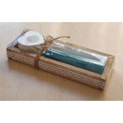 Kerzen Set " Geburtstagskerze/Hipp Hipp Hurra "  türkis/weiss