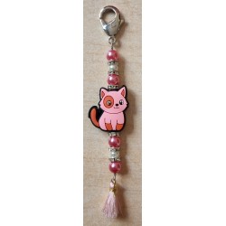 Schlüsselanhänger Katze rosa/orange