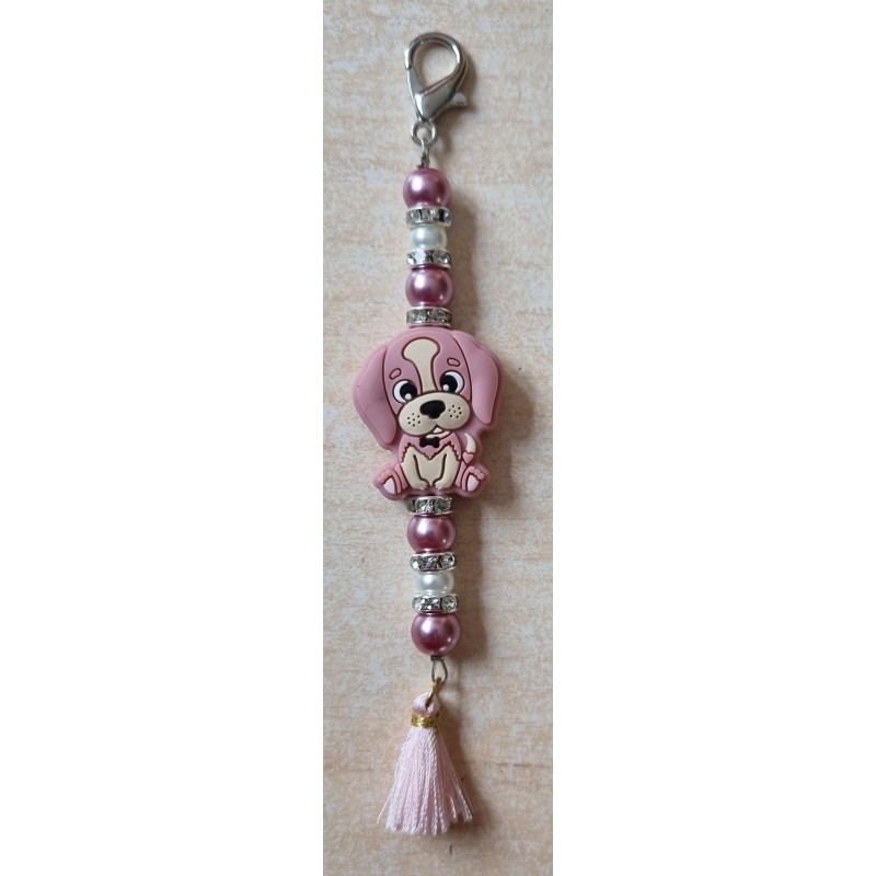Schlüsselanhänger Hund rosa