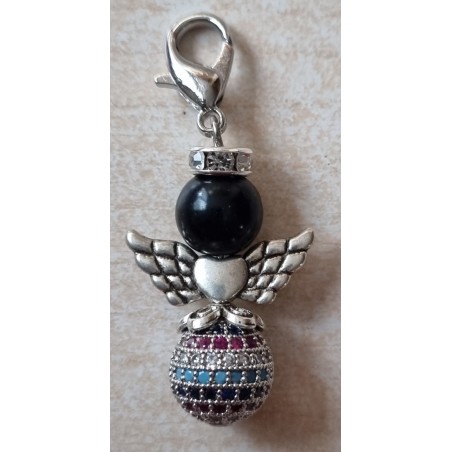 Strassperlen Engeli schwarz/silber/bunt