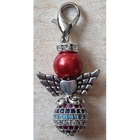 Strassperlen Engeli rot/silber/bunt