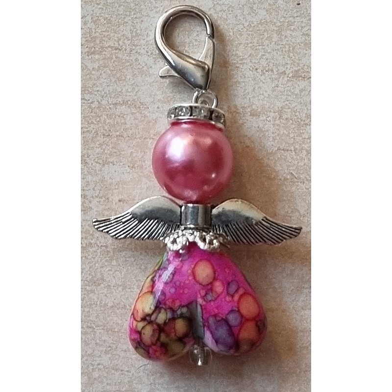 Herz Perlen Engel pink/bunt