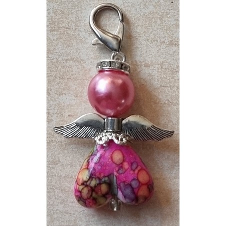 Herz Perlen Engel pink/bunt